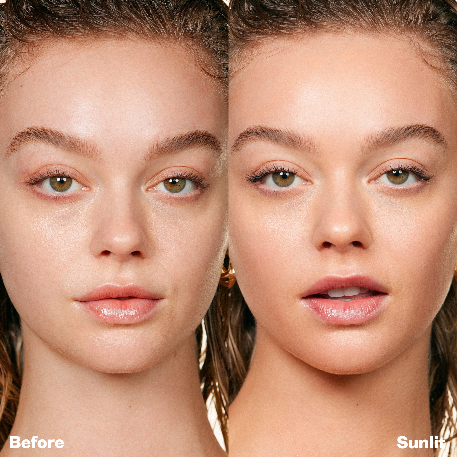 Before and after applying Dreambeam Sunlit