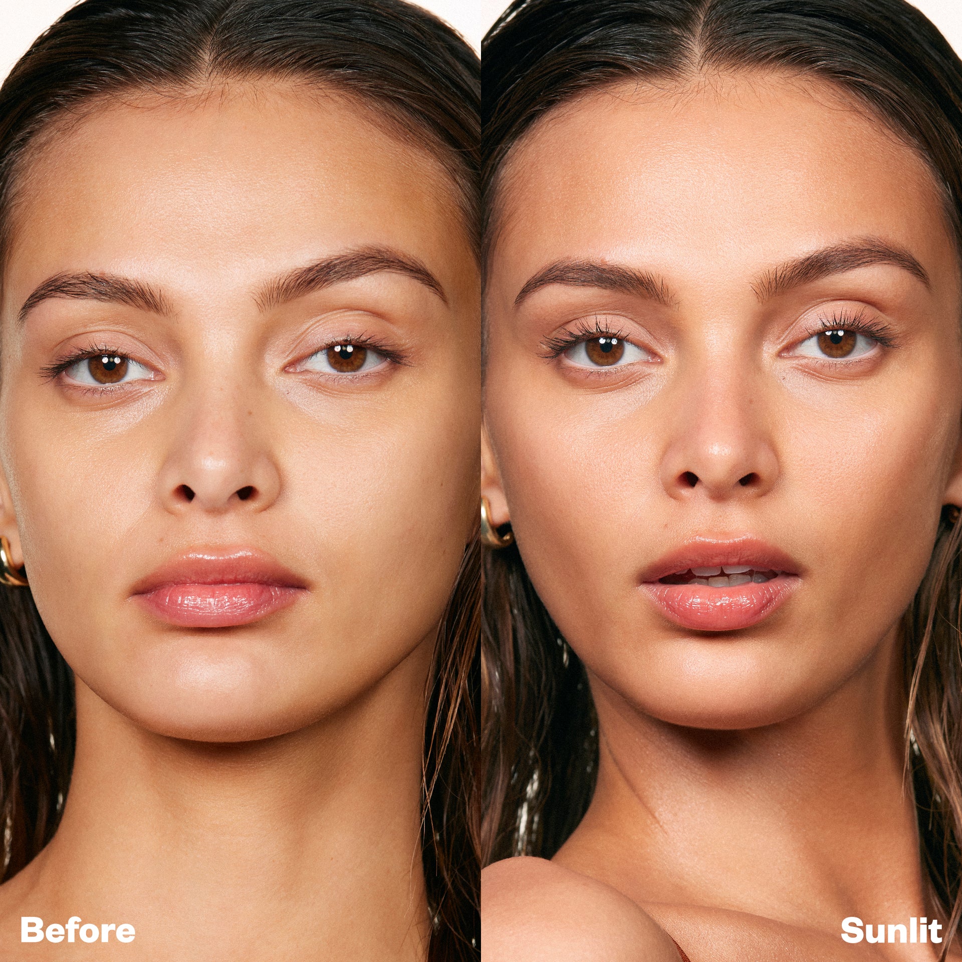 Before and after applying Dreambeam Sunlit