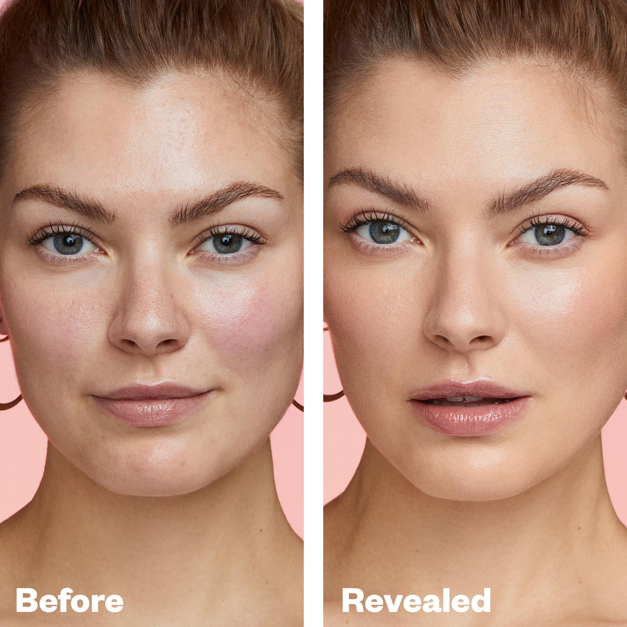 Before and after makeup with clean ingredients