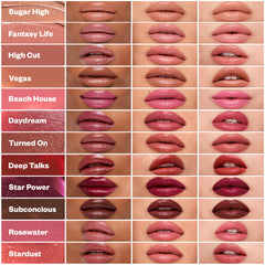 Weightless Lip Color Shades on differents skintones