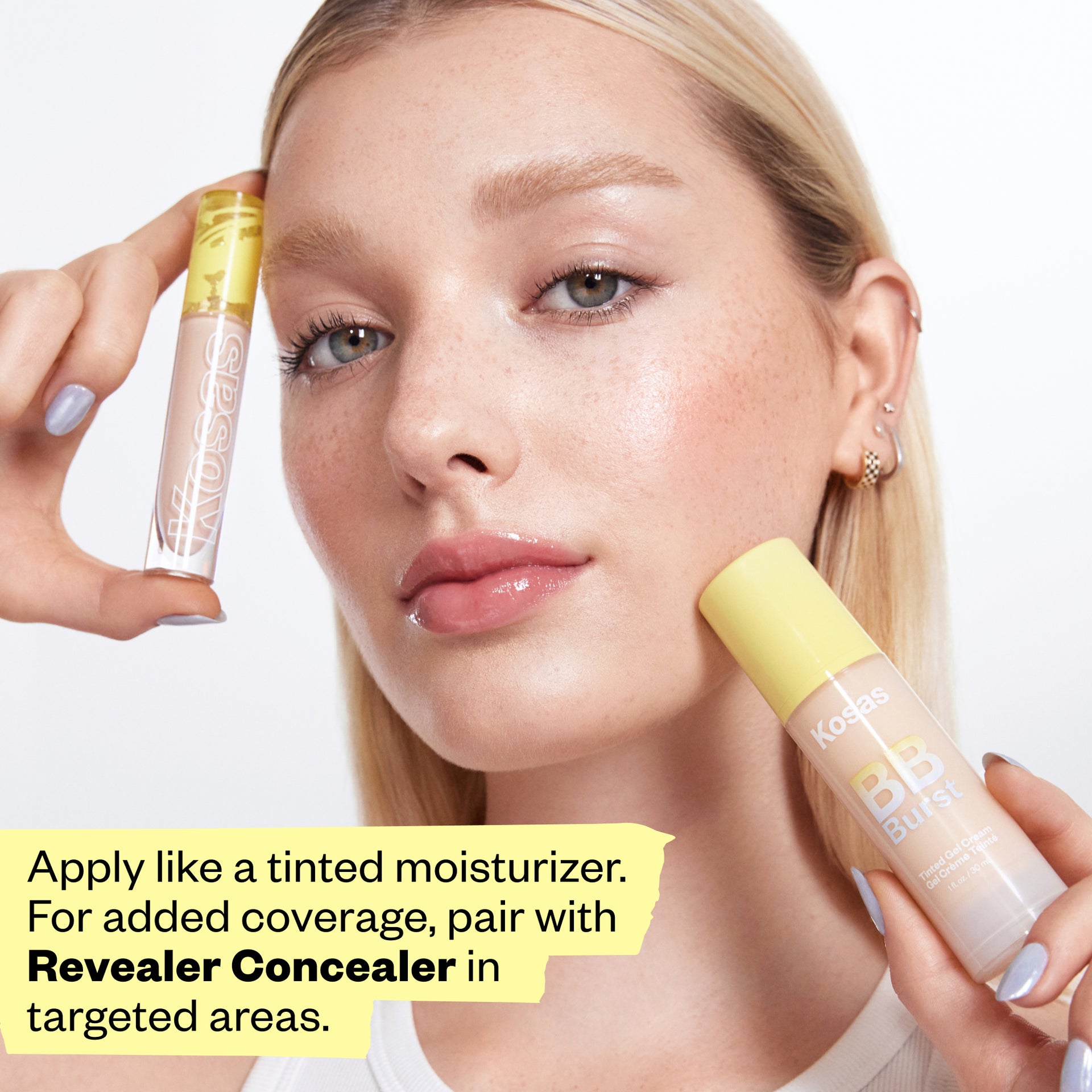 Apply like a tinted moisturizer. For added coverage, pair with Revealer Concealer in targeted areas
