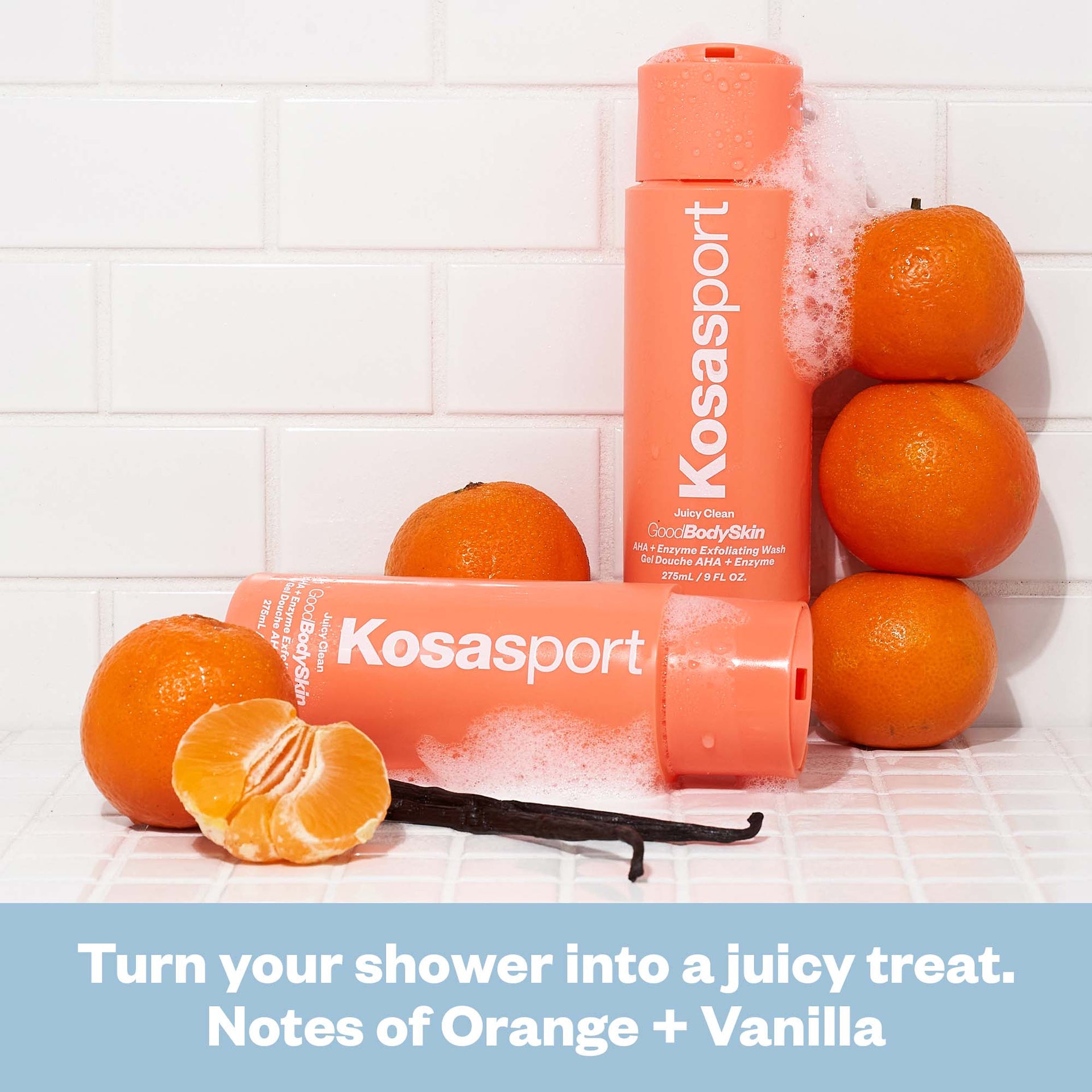 Good Body Skin Juicy Clean notes of orange and vanilla
