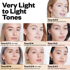Very Light to Light Tones (Tone 0.5 N, Tone 0.7 C, Tone 01 N, Tone 1.5 C, Tone 02 W, Tone 2.3 N, Tone 2.5 C)
