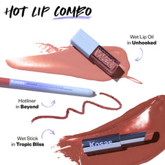Hot lip combo (Wet lip oil in Unhooked, Hotliner in Beyond, Wet Stick in Tropic Bliss)