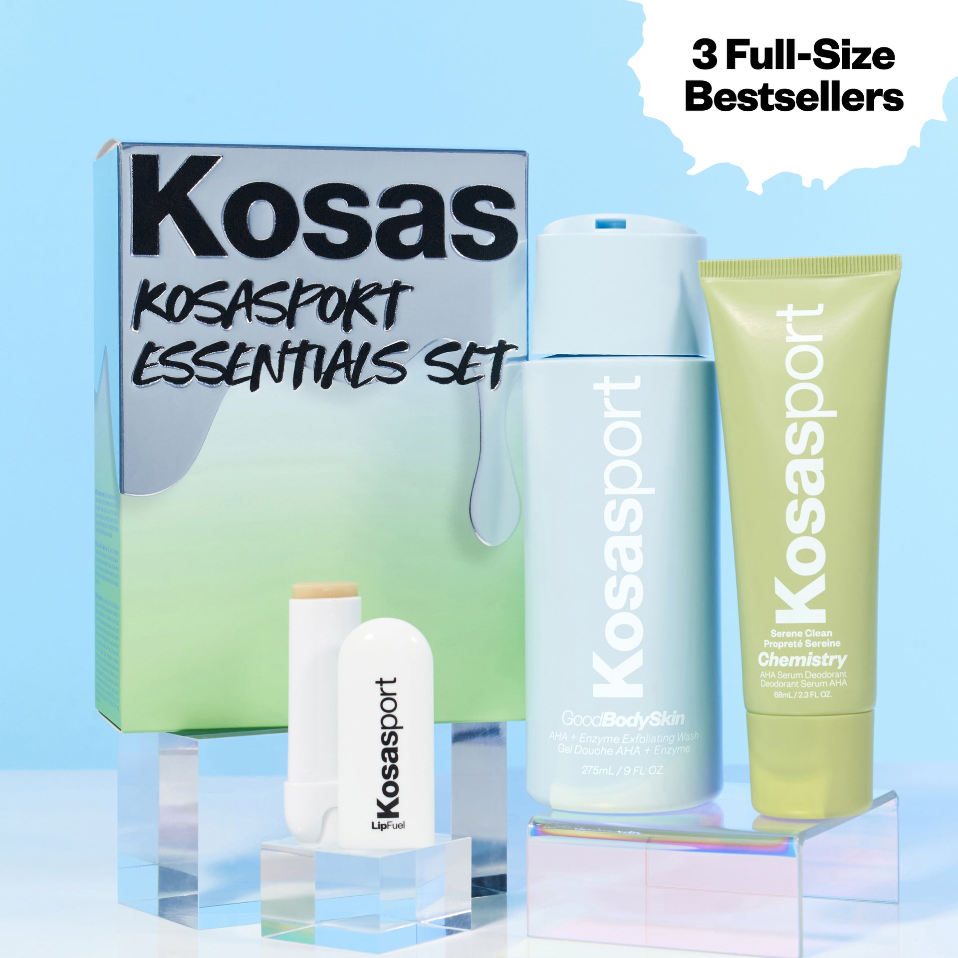 3 full-size Kosasport Essentials