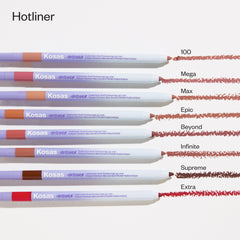 Kosas Hotliner shade swatches