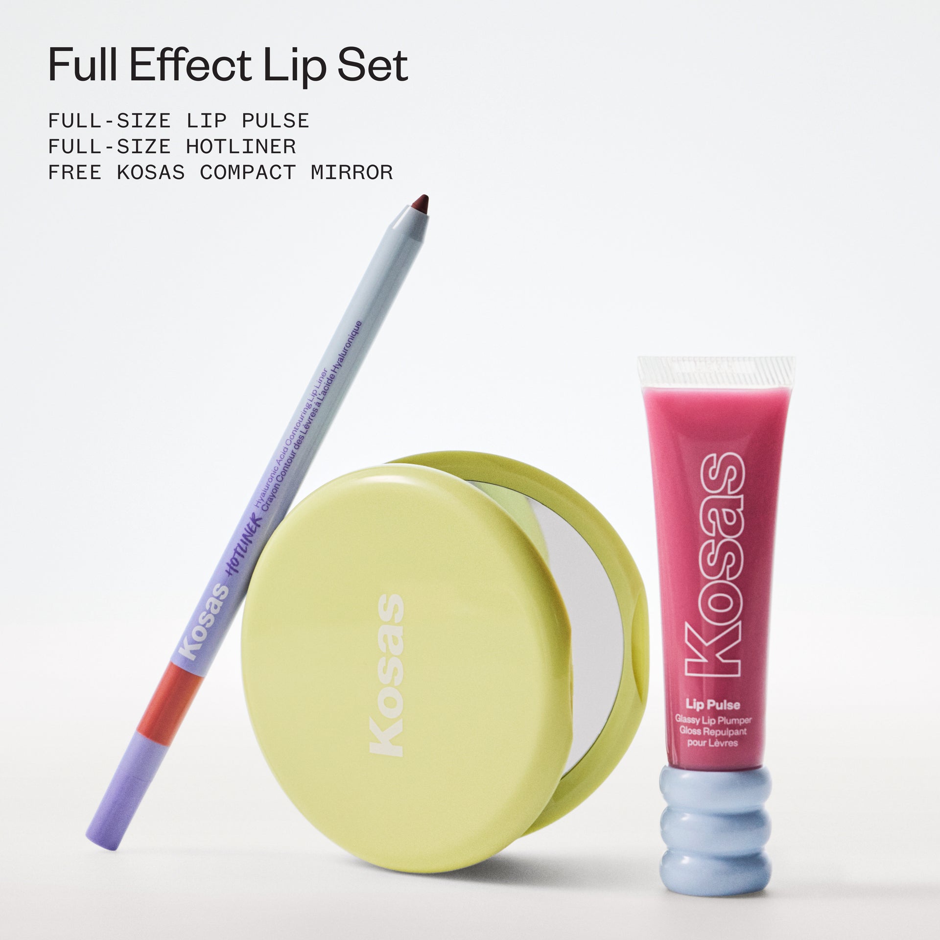 Full Effect Lip set with lip pulse, hotliner, and compact mirror