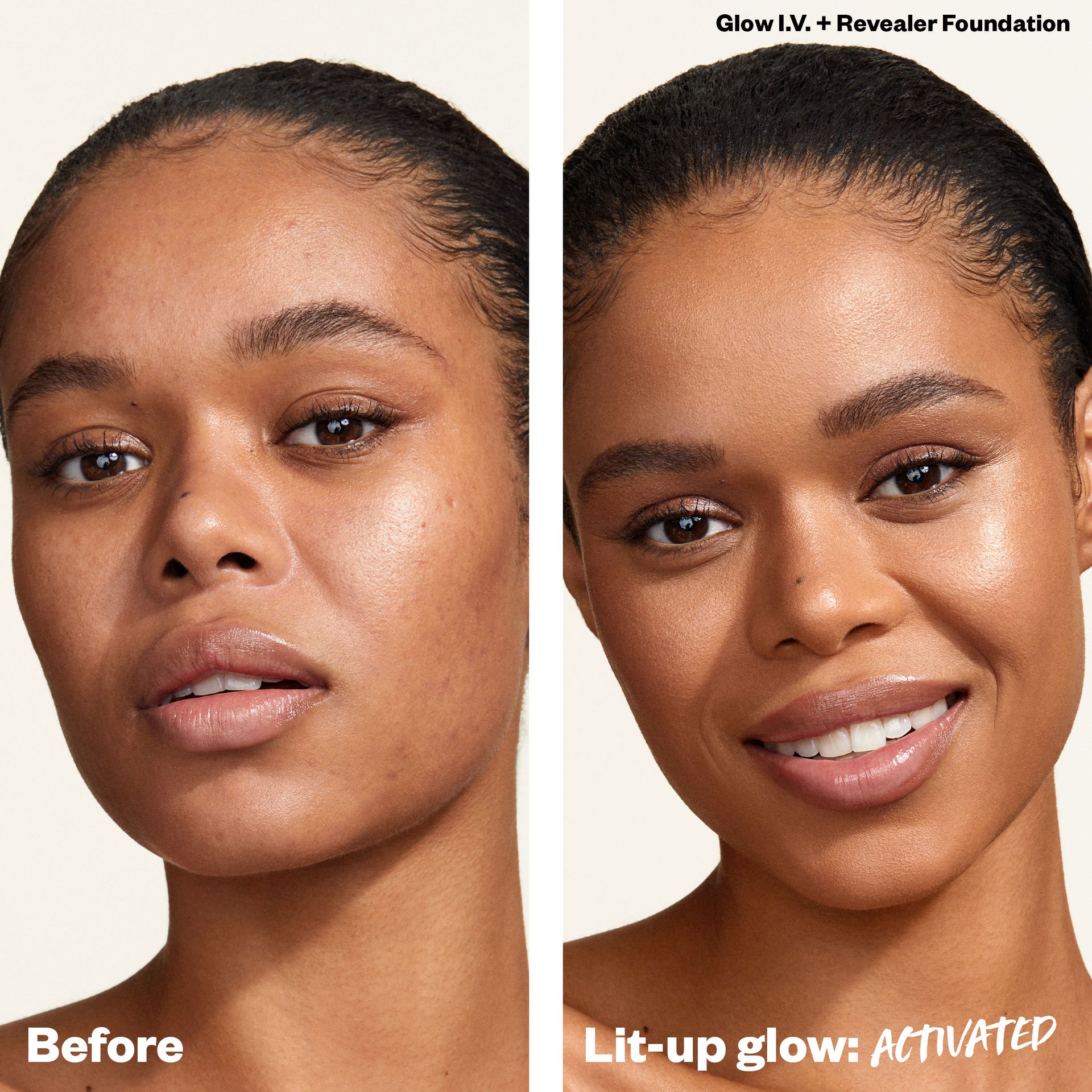 Model Showing Before and After Wearing Awaken Shade