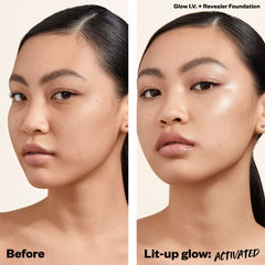 Model Showing Before and After Wearing Spark Shade