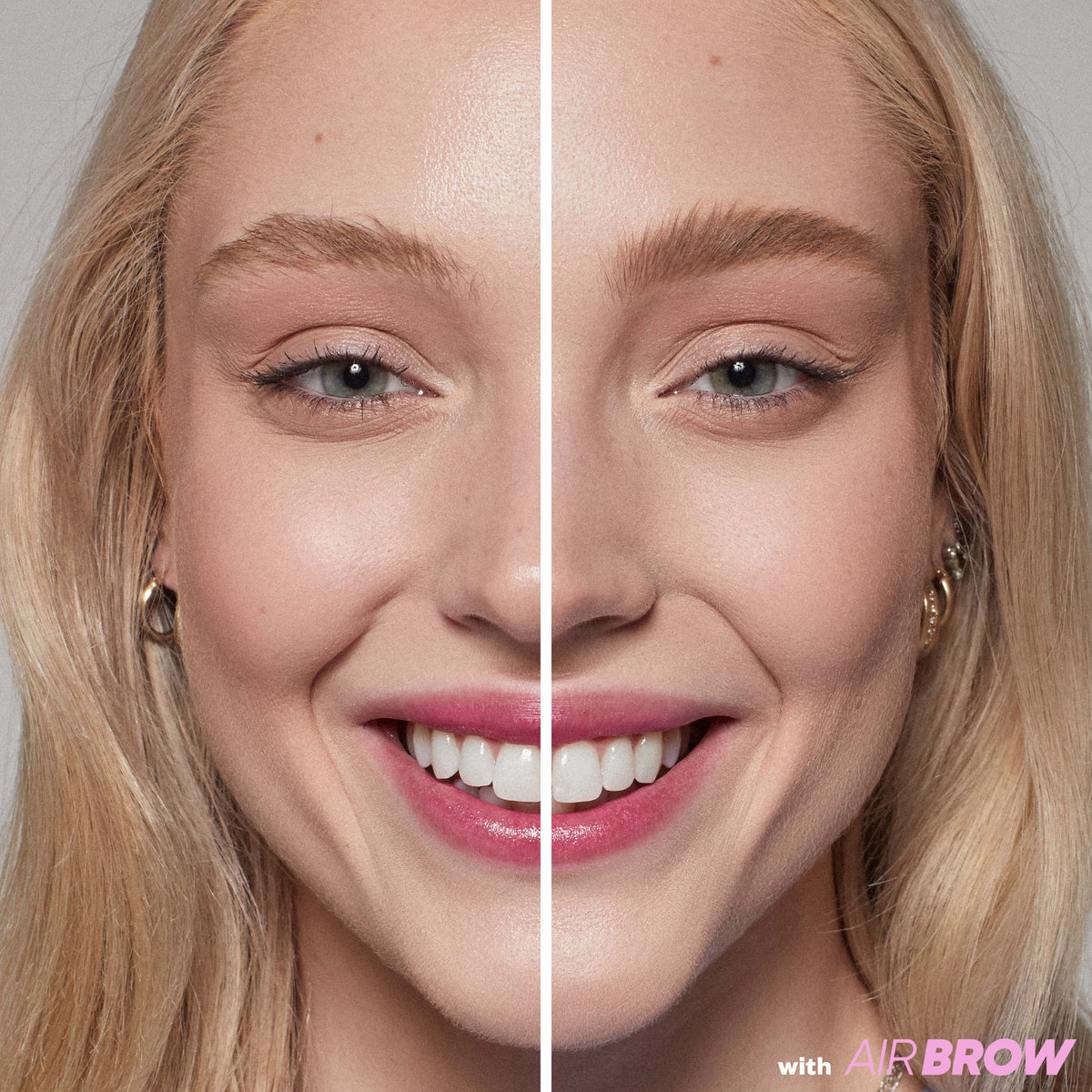 Honey Blond before and after with Air Brow