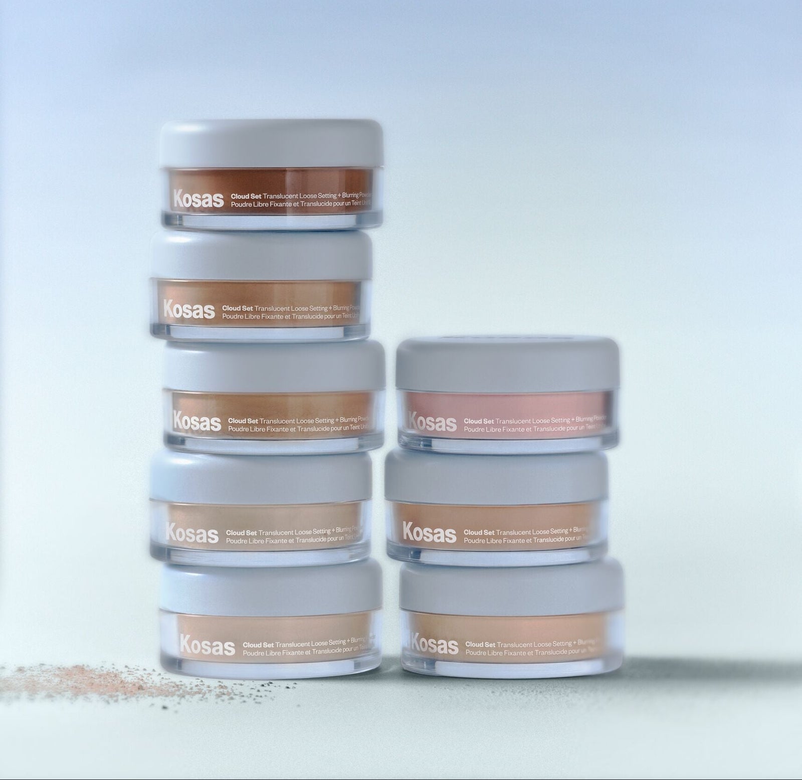 group shot of the Kosas Cloud Set Loose Powder lineup