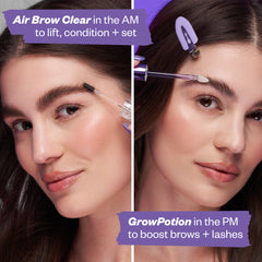 An image showcasing the 24/7 brows + lashes set (Air Brow Clear for AM, and Grow Potion for PM)