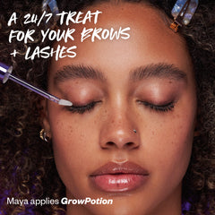 Full-face image showcasing the effect of Grow Potion when applied to the brows and lashes